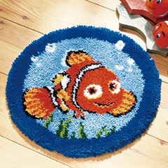 CraftsFabrics 60% Cotton 40% Polyester DIY Crafts Yarn Carpet Round Shape Animal Custom Latch Hook Rug Crochet Kits for Beginners Adults