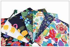 CraftsFabrics 7pcs/lot Aloha Hawaiin Parrots Animals Tropical Floral Fat Quarters Bundle 100% Cotton Precut Craft Fabric Squares