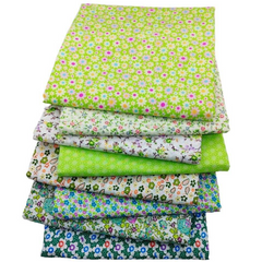 CraftsFabrics 8Pcs Green Floral Cotton Fabric Bundle Precut Fat Squares for Quilting, Crafting, Sewing, Patchwork