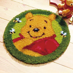 CraftsFabrics 60% Cotton 40% Polyester DIY Crafts Yarn Carpet Round Shape Animal Custom Latch Hook Rug Crochet Kits for Beginners Adults