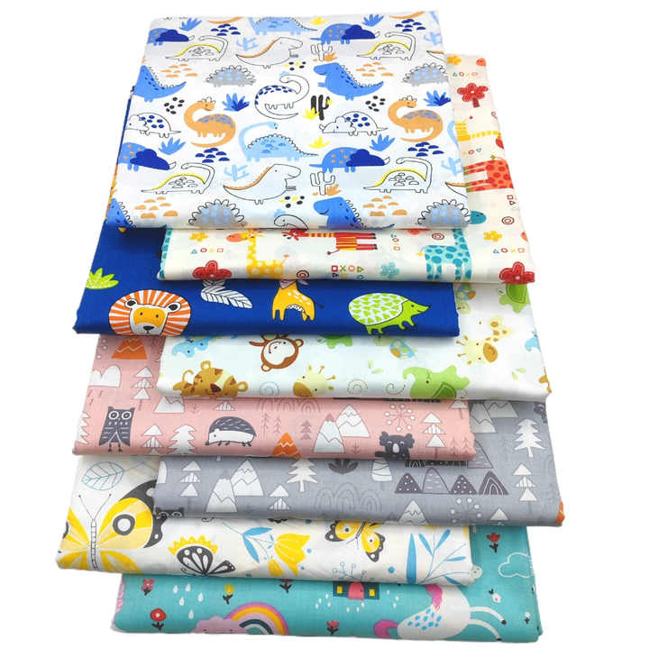 CraftsFabrics 8pcs/lot Cartoon Printed Fabric Quilting Cotton Fabric Patchwork Fat Quarter Bundles For Handmade Bags Purse Pillowcase