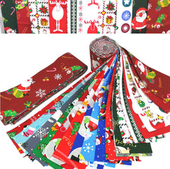 CraftsFabrics 6.5*100cm 20pcs Pre-Cut Christmas Printed Jelly Rolls Strips 100% Cotton for Quilting, Scrapbooking, Sewing, Crafts, Patchwork