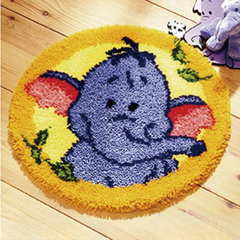 CraftsFabrics 60% Cotton 40% Polyester DIY Crafts Yarn Carpet Round Shape Animal Custom Latch Hook Rug Crochet Kits for Beginners Adults