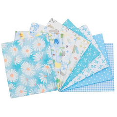 CraftsFabrics 8Pcs Blue Floral Fat Quarters Fabric 100% Cotton Printed Fabric for DIY, Sewing, Quilting, Kid's Craft