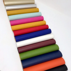 CraftsFabrics 14Pcs Solid Color Sheep Grain Texture Vinyl Faux Leather Sheets 28x20.5cm Wide for DIY Handbags Wallet
