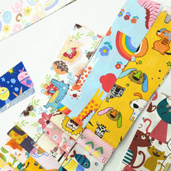CraftsFabrics 36pcs Pre-Cut Cartoon Animal & Floral Printed Jelly Rolls Strips 100% Cotton for Quilting, Sewing, Crafts, Patchwork