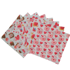 CraftsFabrics 20Pcs/lot Valentine's Day Quilting Fabric Squares Heart Print Fabric Patchwork Sewing Fat Quarters for DIY Crafts, Quilting, Patchwork