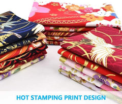 CraftsFabrics 50Pcs Japanese Style 100% Cotton Fabric Squares