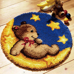 CraftsFabrics 60% Cotton 40% Polyester DIY Crafts Yarn Carpet Round Shape Animal Custom Latch Hook Rug Crochet Kits for Beginners Adults