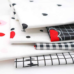 CraftsFabrics 6pcs/Lot Valentine's Day Love Heart Heartbeat Black & White Fat Quarters 100% Cotton Precut Squares for Quilting, Arts, Crafts