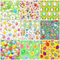 CraftsFabrics 10Pcs Easter Day Egg Rabbit Pattern Fabric 100% Cotton 40x50cm Wide Fat Quarters for DIY, Sewing, Quilting, Kid's Craft