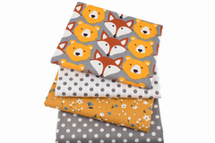 CraftsFabrics 8Pcs Animal Printed Cotton Fabric 100% Cotton Wide Fox Bear Pattern Fat Quarters for DIY, Sewing, Quilting, Kid's Craft