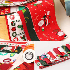 CraftsFabrics 6.5*100cm 20pcs Pre-Cut Christmas Printed Jelly Rolls Strips 100% Cotton for Quilting, Scrapbooking, Sewing, Crafts, Patchwork