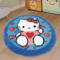 CraftsFabrics 60% Cotton 40% Polyester DIY Crafts Yarn Carpet Round Shape Animal Custom Latch Hook Rug Crochet Kits for Beginners Adults