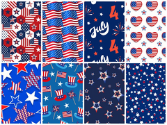 CraftsFabrics 100% Cotton Stars Stripes American Flag Fabric Bundles 50x50cm Wide Precut 4th July Print Quilting for DIY Craft Patchwork