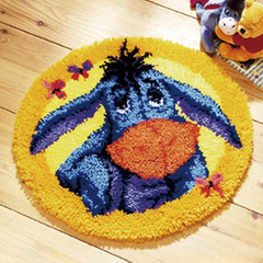 CraftsFabrics 60% Cotton 40% Polyester DIY Crafts Yarn Carpet Round Shape Animal Custom Latch Hook Rug Crochet Kits for Beginners Adults