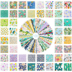 CraftsFabrics 100Pcs Whimsical Botanicals Fat Quarter Bundle