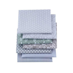 CraftsFabrics 7 Pieces 20x20 inch Grey Stripe Polka Dots Pattern 100% Cotton Patchwork Sewing Quilting Fabric Bundles for DIY Craft Making