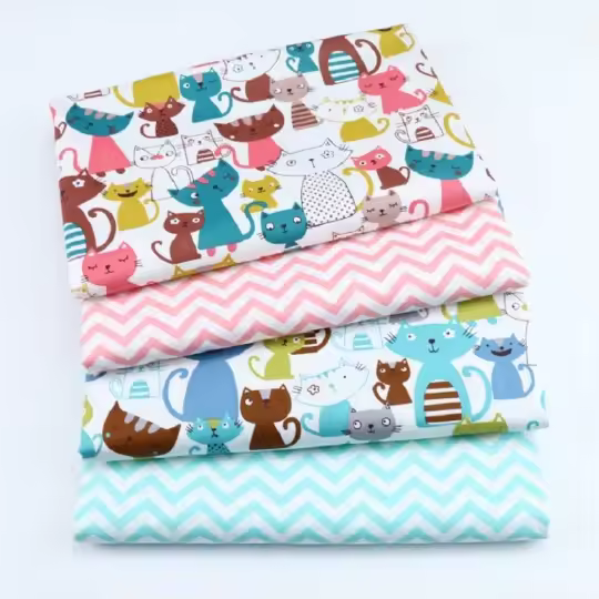 CraftsFabrics 4pcs Animal Prints 100% Cotton Fabric