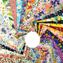 CraftsFabrics 6.5 * 50cm Wide 40pcs Pre-Cut Floral Birds Printed Quilting Fabric Roll 100% Cotton for Quilting, Sewing, Crafts, Patchwork