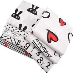 CraftsFabrics 8pcs Black & White Nursery Children Fat Quarters 100% Cotton Twill Craft Fabric Squares for Children Quilting Arts Crafts