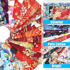 CraftsFabrics 50Pcs Japanese Style 100% Cotton Fabric Squares