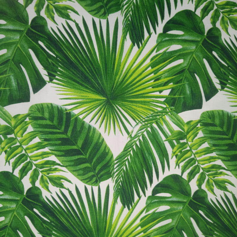 Palm Paradise 80% Cotton 20% Polyester Printed Half-Panama Cotton Rich Fabric 140cm Wide Printed Fabric For Crafting, Sewing, Quilting, Patchwork