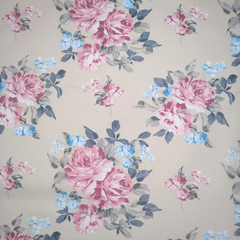 Pink Floral Bloom 80% Cotton 20% Polyester Printed Half-Panama Cotton Rich Fabric 140cm Wide Printed Fabric For Crafting, Sewing, Quilting, Patchwork