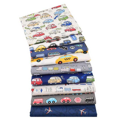 Cartoon Car Series 100% Cotton Fabric Craft Bundle