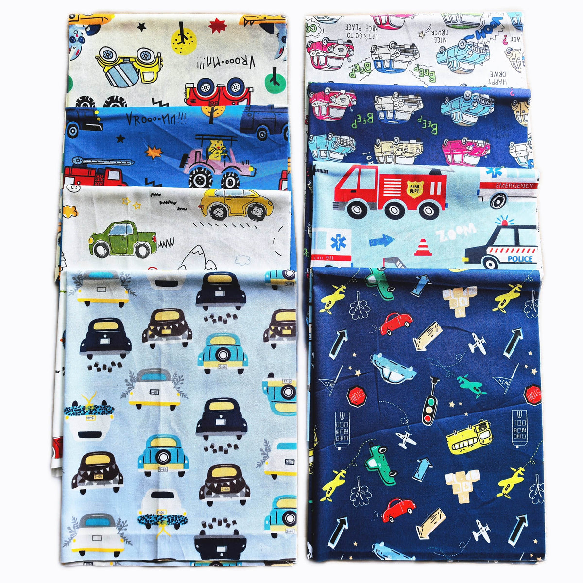 Bastelpaket aus 100 % Baumwollstoff der Cartoon-Auto-Serie