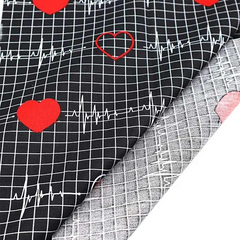 CraftsFabrics 6pcs/Lot Valentine's Day Love Heart Heartbeat Black & White Fat Quarters 100% Cotton Precut Squares for Quilting, Arts, Crafts