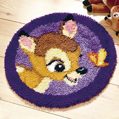 CraftsFabrics 60% Cotton 40% Polyester DIY Crafts Yarn Carpet Round Shape Animal Custom Latch Hook Rug Crochet Kits for Beginners Adults