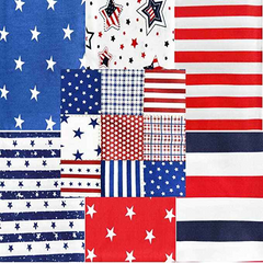 CraftsFabrics 7pcs/ Lot American Patriotic Fat Quarters Bundle 100% Cotton Precut Craft Fabric Squares for Quilting, Crafts, DIY Projects