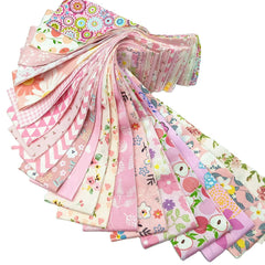 CraftsFabrics 6.5*50cm Wide 40pcs Pre-Cut Pink Floral Printed Quilting Fabric Roll 100% Cotton for Quilting, Sewing, Crafts, Patchwork