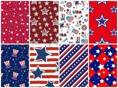 CraftsFabrics 100% Cotton Stars Stripes American Flag Fabric Bundles 50x50cm Wide Precut 4th July Print Quilting for DIY Craft Patchwork