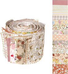 CraftsFabrics 2,5 x 44 Zoll, Blumen- und Karomuster, 42-teiliges Charm-Pack, 100 % Baumwolle, vorgeschnittener Stoff zum Quilten, Scrapbooking, Nähen, Patchwork