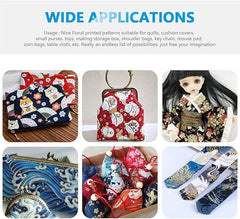 CraftsFabrics 50Pcs Japanese Style 100% Cotton Fabric Squares