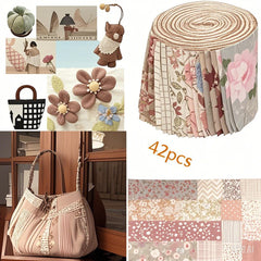 CraftsFabrics 2,5 x 44 Zoll, Blumen- und Karomuster, 42-teiliges Charm-Pack, 100 % Baumwolle, vorgeschnittener Stoff zum Quilten, Scrapbooking, Nähen, Patchwork