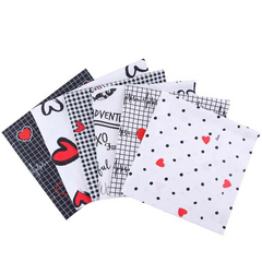 CraftsFabrics 6pcs/Lot Valentine's Day Love Heart Heartbeat Black & White Fat Quarters 100% Cotton Precut Squares for Quilting, Arts, Crafts