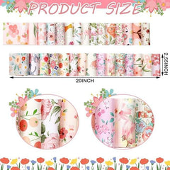 CraftsFabrics 6.5*50cm Wide 40pcs Pre-Cut Pink Floral Printed Quilting Fabric Roll 100% Cotton for Quilting, Sewing, Crafts, Patchwork