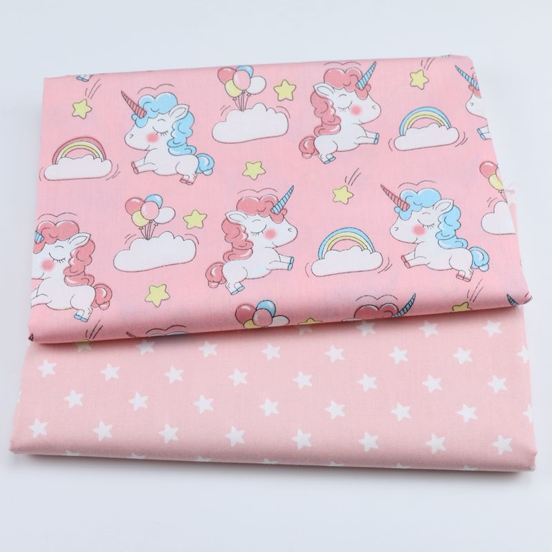 CraftsFabrics 100% Cotton Fanni 2pcs Cute Pattern Cotton Fabric Squares 50x50cm Wide Fabric for Sewing, Quilting, Patchwork, Home Décor