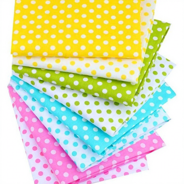 CraftsFabrics 8Pcs Colorful Polka Dots 100% Cotton Fabric Squares