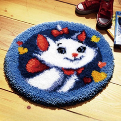 CraftsFabrics 60% Cotton 40% Polyester DIY Crafts Yarn Carpet Round Shape Animal Custom Latch Hook Rug Crochet Kits for Beginners Adults