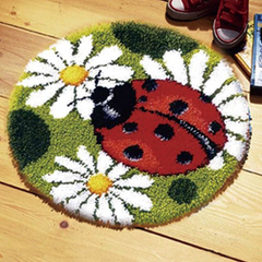 CraftsFabrics 60% Cotton 40% Polyester DIY Crafts Yarn Carpet Round Shape Animal Custom Latch Hook Rug Crochet Kits for Beginners Adults