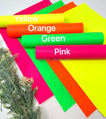 CraftsFabrics Neon Colors PU Fluorescent Faux Leather Sheets for Hair Bows Earrings Handbags 28x20.5cm Wide for Bags Tote Bag Shoes Crafts