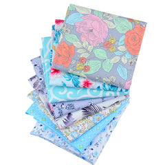 CraftsFabrics 8pcs/Lot 50cmx40cm Floral Lagoon Fat Quarters Bundle 100% Cotton Precut Craft Fabric for Quilting, Crafts, DIY Projects
