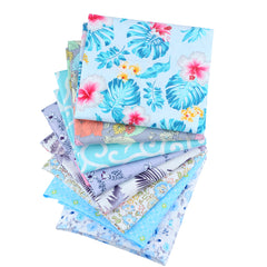 CraftsFabrics 8pcs/Lot 50cmx40cm Floral Lagoon Fat Quarters Bundle 100% Cotton Precut Craft Fabric for Quilting, Crafts, DIY Projects