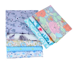 CraftsFabrics 8pcs/Lot 50cmx40cm Floral Lagoon Fat Quarters Bundle 100% Cotton Precut Craft Fabric for Quilting, Crafts, DIY Projects