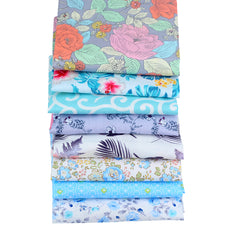 CraftsFabrics 8pcs/Lot 50cmx40cm Floral Lagoon Fat Quarters Bundle 100% Cotton Precut Craft Fabric for Quilting, Crafts, DIY Projects