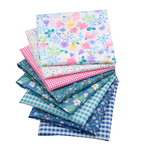 CraftsFabrics 8pcs/Lot 50cmx40cm Pastel Garden Fat Quarters 100% Cotton Precut Craft Fabric Squares for Quilting, Arts, Crafts, DIY Projects